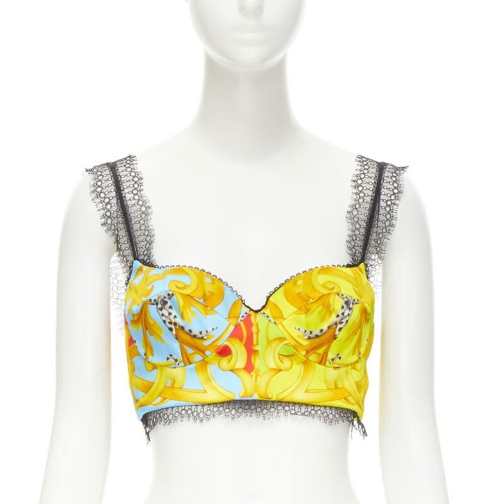 Versace Barocco Acanthus Pop Lace Bustier Top